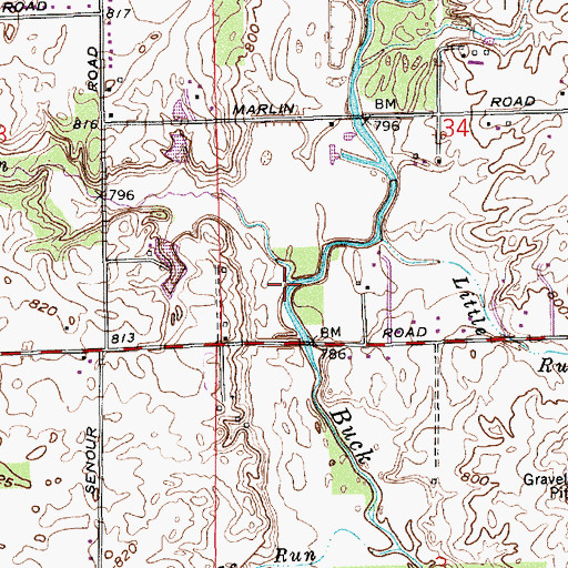 Topographic Map of Big Run, IN