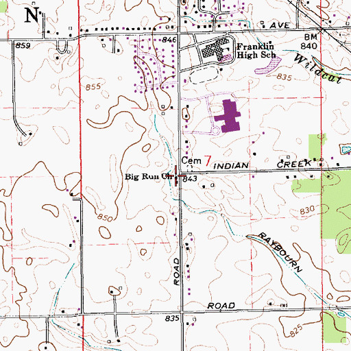 Topographic Map of Big Run Church, IN