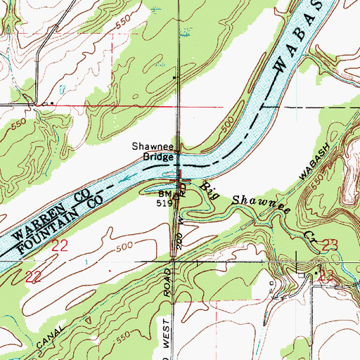 Topographic Map of Big Shawnee Creek, IN