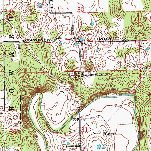 Topographic Map of Big Springs Church, IN