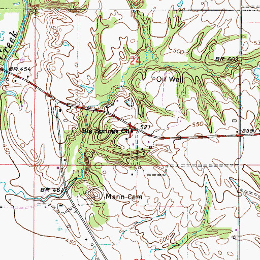 Topographic Map of Big Springs Church, IN