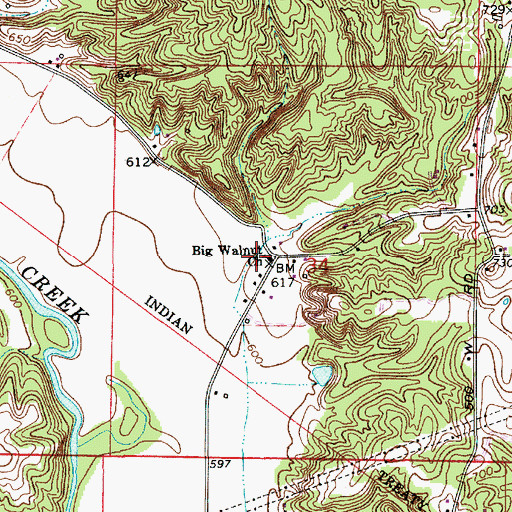 Topographic Map of Big Walnut Church, IN