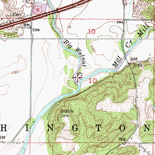 Topographic Map of Big Walnut Creek, IN
