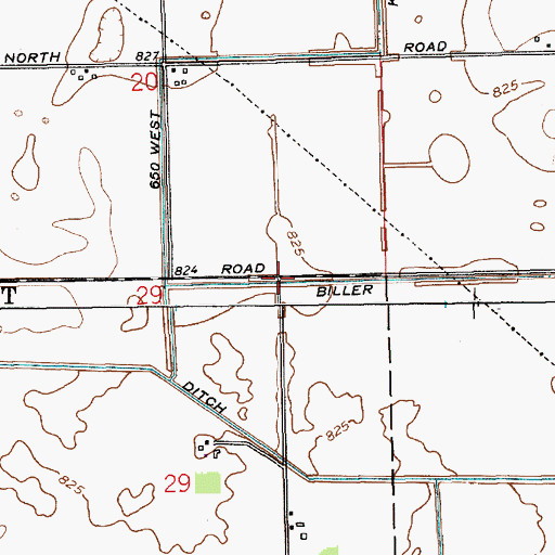 Topographic Map of Biller Ditch, IN