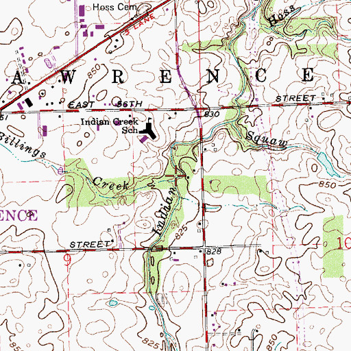 Topographic Map of Billings Creek, IN