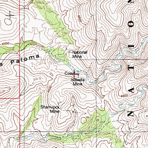 Topographic Map of Isabella Mine, AZ