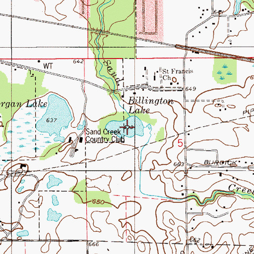 Topographic Map of Billington Lake, IN