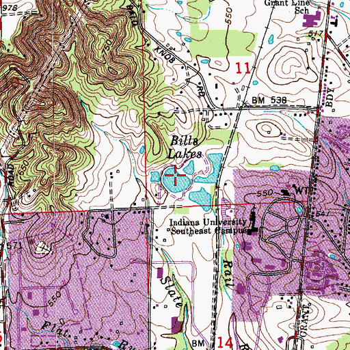 Topographic Map of Bills Lakes, IN