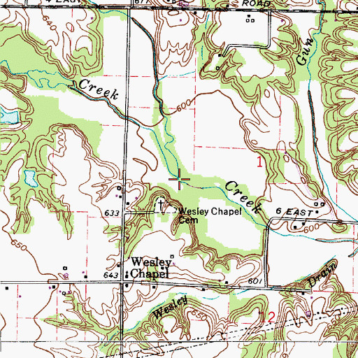 Topographic Map of Billy Creek, IN