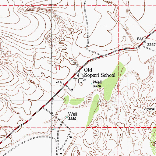 Topographic Map of Old Sopori School, AZ