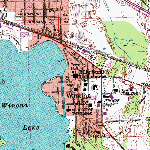 Topographic Map of Billy Sunday Tabernacle, IN