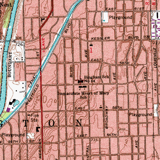 Topographic Map of Joseph J Bingham Elementary School, IN