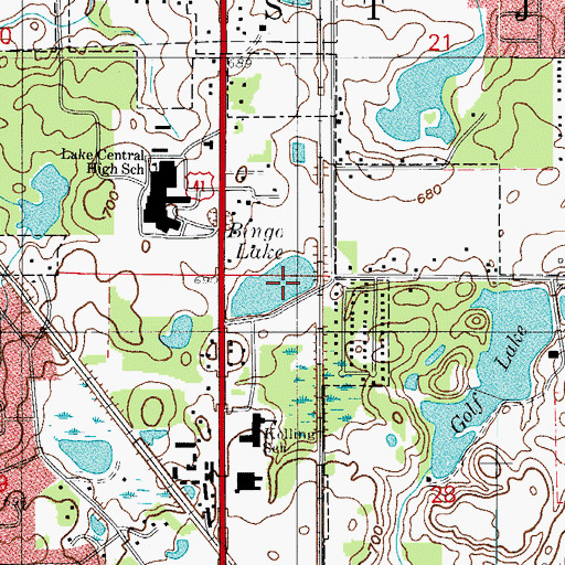 Topographic Map of Bingo Lake, IN