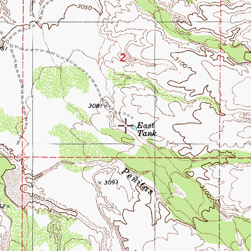 Topographic Map of East Tank, AZ