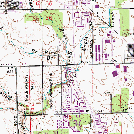 Topographic Map of Bird Branch, IN