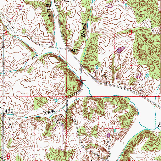Topographic Map of Bird Run, IN