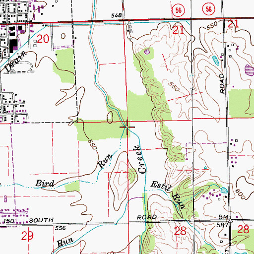 Topographic Map of Bird Run, IN