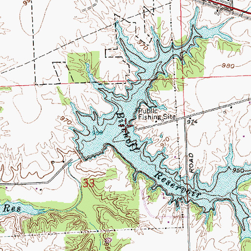 Topographic Map of Bischoff Reservoir, IN
