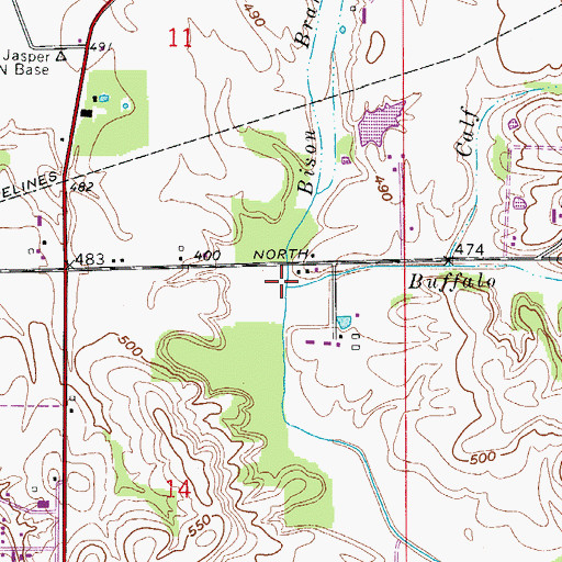 Topographic Map of Bison Branch, IN