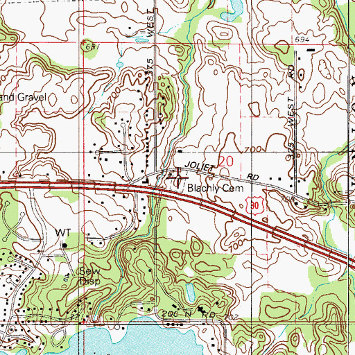 Topographic Map of Blachly Cemetery, IN