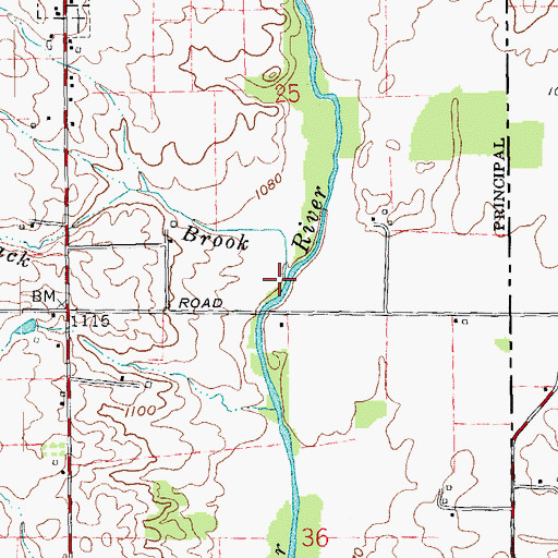 Topographic Map of Black Brook, IN