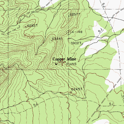 Topographic Map of Copper Mine, AZ