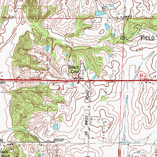 Topographic Map of Black Cemetery, IN