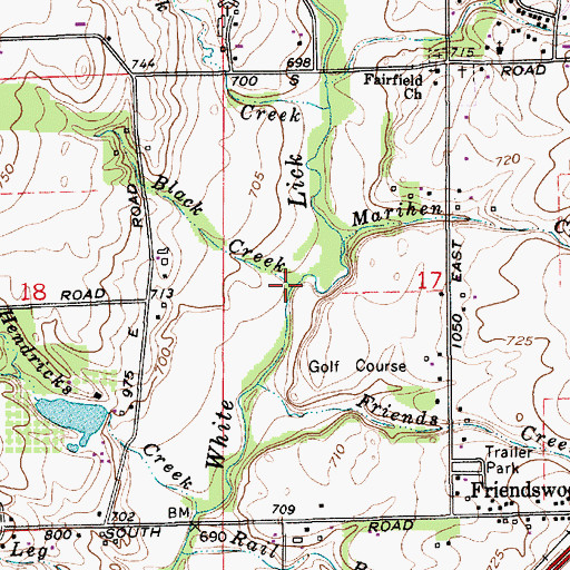Topographic Map of Black Creek, IN