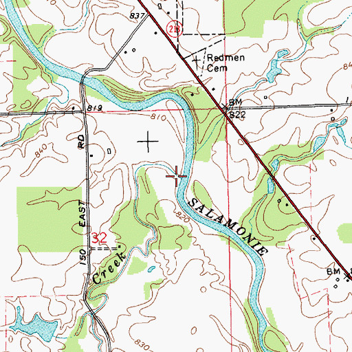 Topographic Map of Black Creek, IN