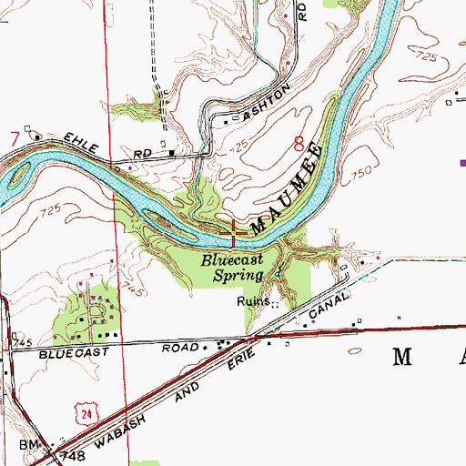 Topographic Map of Black Creek, IN