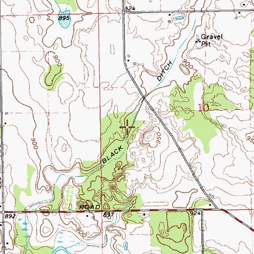 Topographic Map of Black Ditch, IN