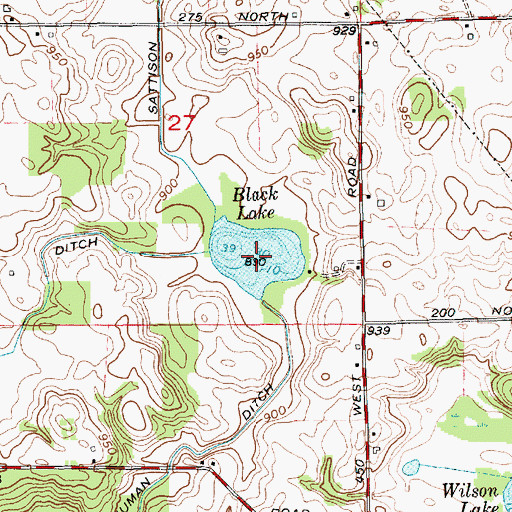Topographic Map of Black Lake, IN