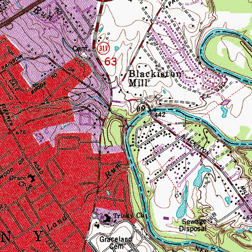 Topographic Map of Blackiston Run, IN
