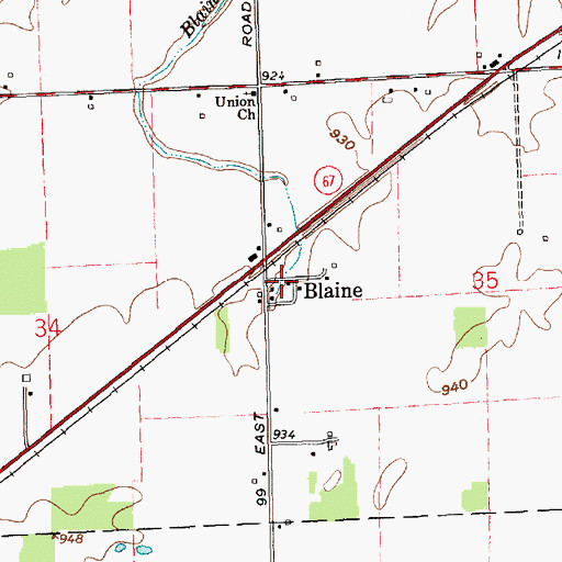 Topographic Map of Blaine, IN
