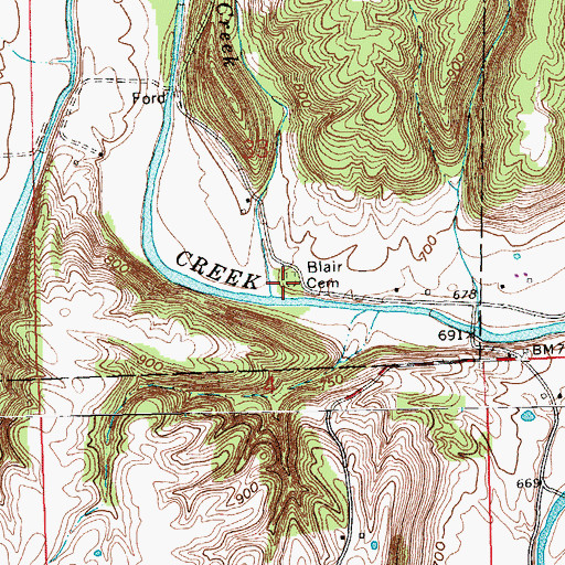 Topographic Map of Blair Cemetery, IN