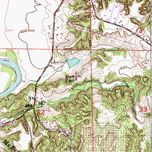 Topographic Map of Blair Cemetery, IN