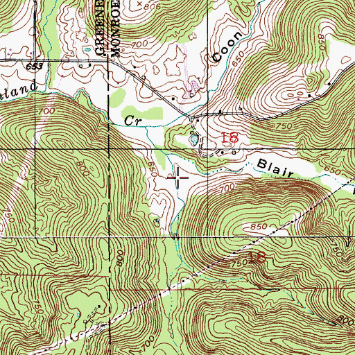 Topographic Map of Blair Hollow, IN