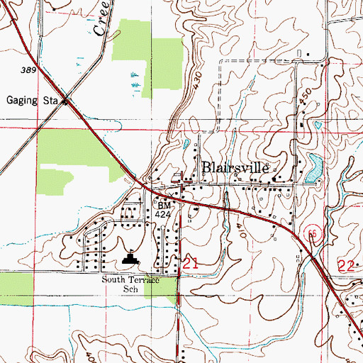Topographic Map of Blairsville, IN