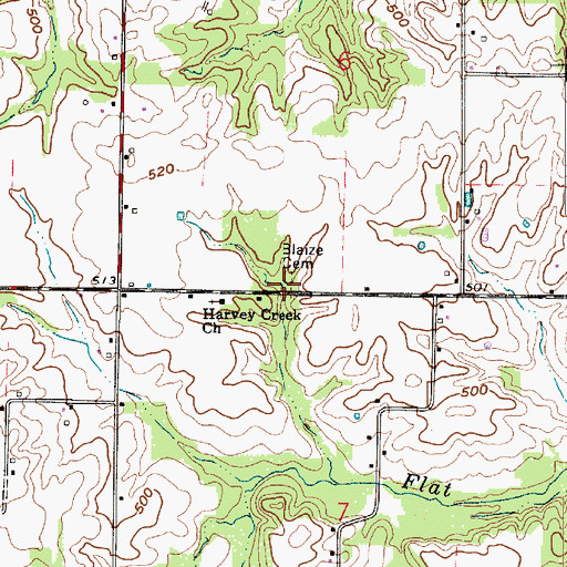 Topographic Map of Blaize Cemetery, IN