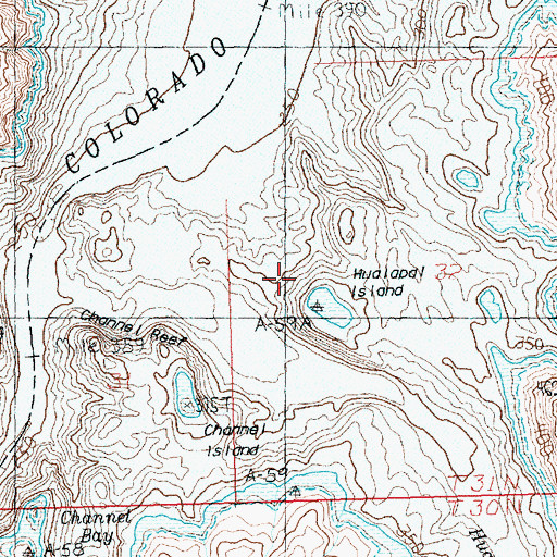 Topographic Map of Hualapai Island, AZ