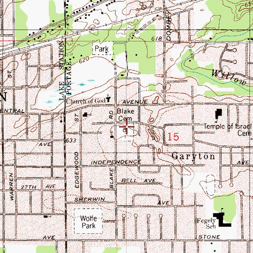 Topographic Map of Blake Cemetery, IN
