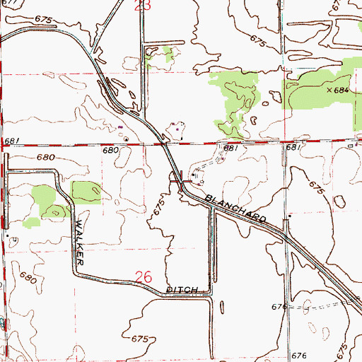 Topographic Map of Blanchard Ditch, IN