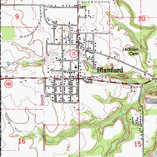 Topographic Map of Blanford, IN