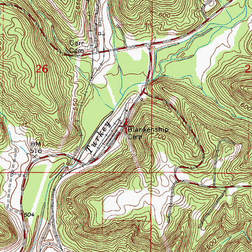 Topographic Map of Blankenship Cemetery, IN