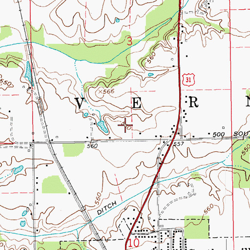 Topographic Map of Blau Ditch, IN