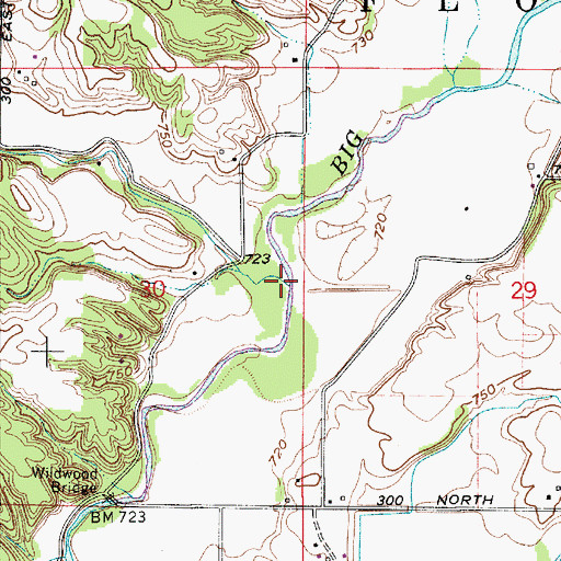 Topographic Map of Bledsoe Branch, IN