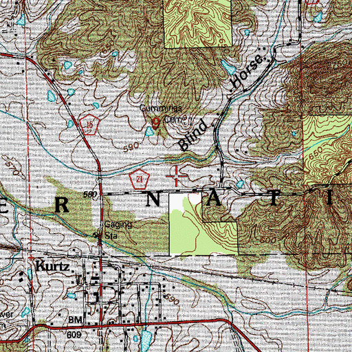 Topographic Map of Blind Horse Hollow, IN
