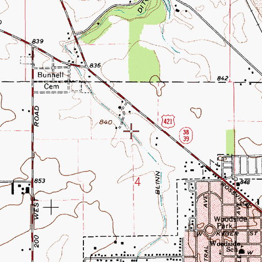 Topographic Map of Blinn Ditch, IN