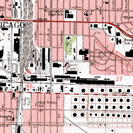 Topographic Map of Block Field, IN
