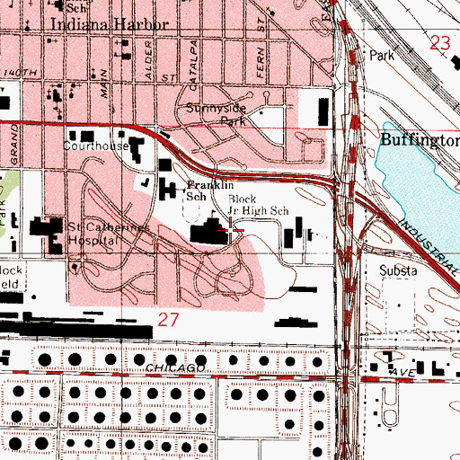 Topographic Map of Joseph L Block Junior High School, IN